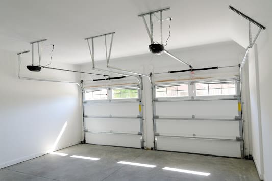 white double-door garage interior